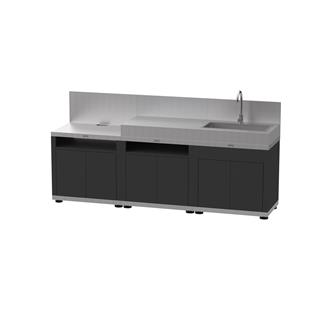 CUCINA IN LINEA 3 ELEMENTI FINITURA TOP INOX