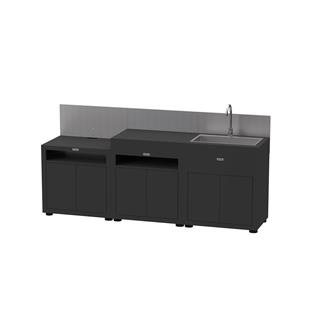 CUCINA IN LINEA 3 ELEMENTI FINITURA TOP NERO