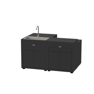 CUCINA AD ISOLA 4 ELEMENTI FINITURA TOP NERO