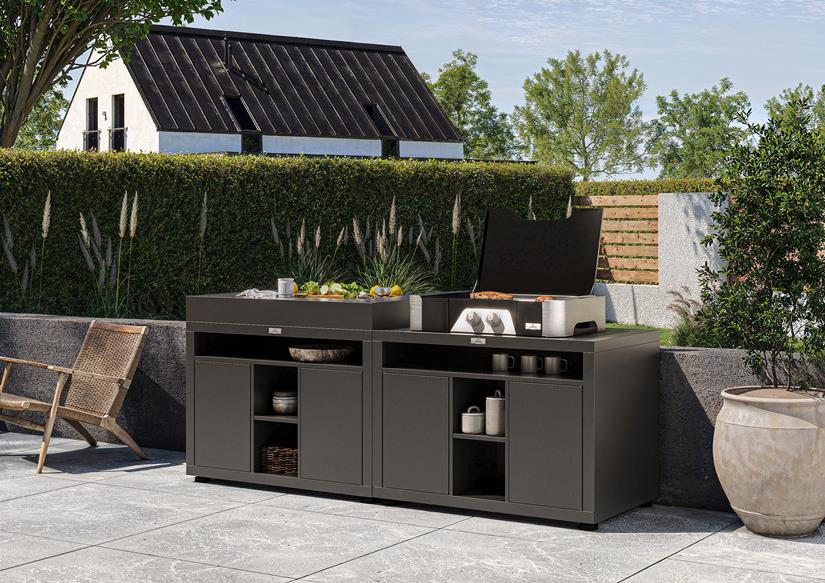 MOBILE PIANO DI APPOGGIO PER PIASTRA FINITURA TOP 110 x 70 cm NERO