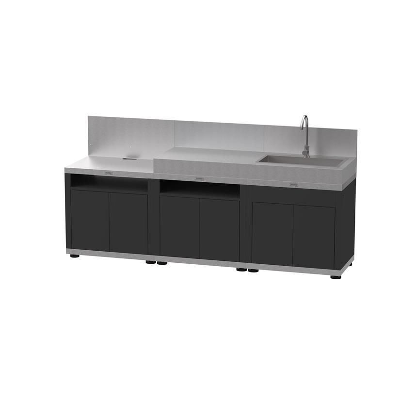 CUCINA IN LINEA 3 ELEMENTI FINITURA TOP INOX