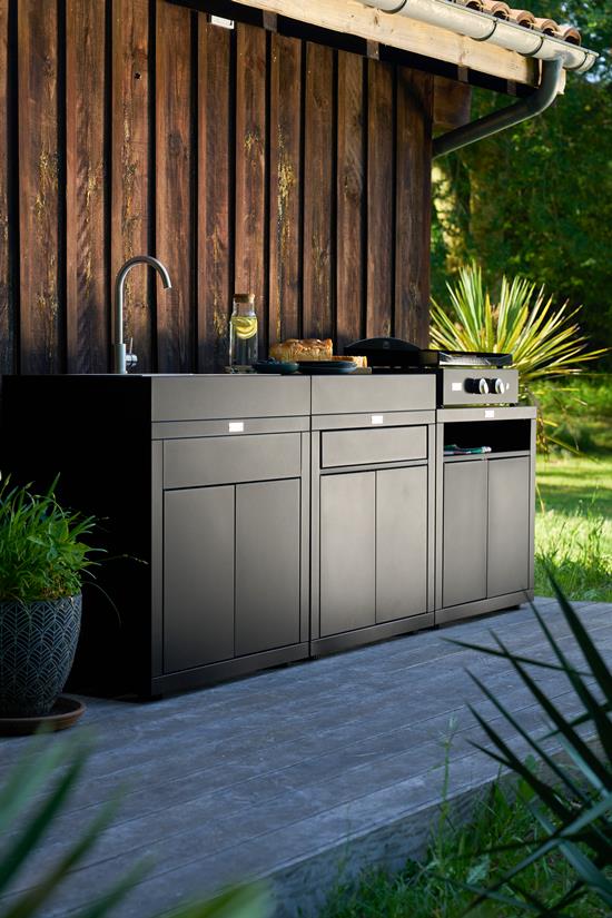 Kitchen Cooking Cabinet With Shelf, 80 x 55 cm Black