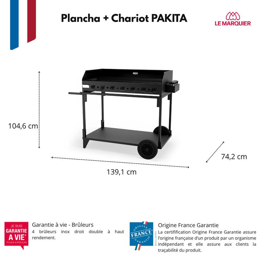 PIASTRA PAKITA NERA 410 GPL 10KW CON CARRELLO