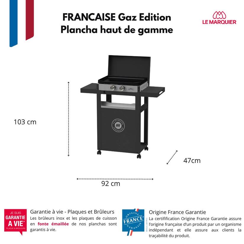 PIASTRA FRANCAISE 250 GPL CON CARRELLO