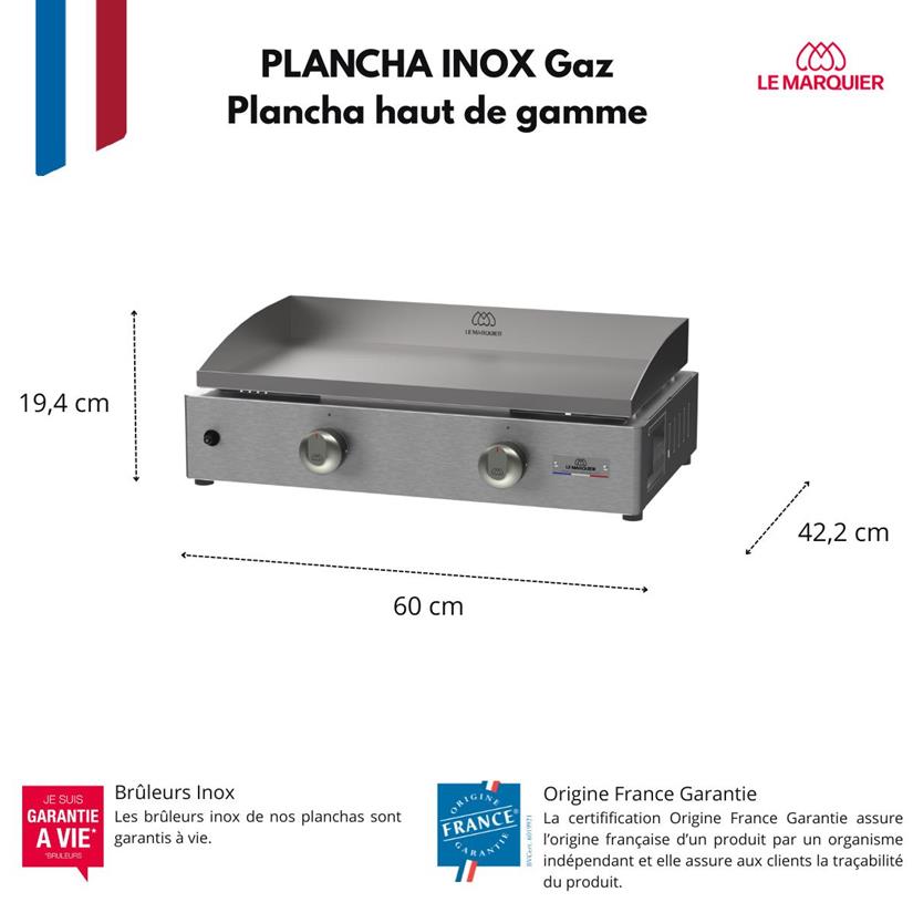 PIASTRA LA PLANCHA 260 GPL FINITURA INOX 4KW